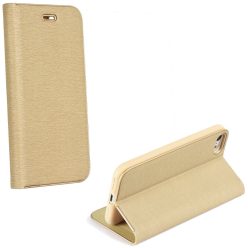   Apple iPhone 15 Plus, Oldalra nyíló tok, stand, Luna Book, arany
