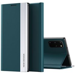   Xiaomi Redmi Note 14 4G (Global), Oldalra nyíló tok, stand, Wooze Silver Line, sötétzöld