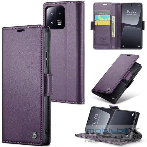Xiaomi Redmi Note 14 5G (Global), Oldalra nyíló tok, stand, kártyatartóval, RFID technológiával, Wooze CaseME, lila