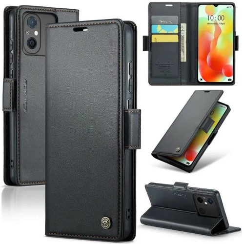 Apple iPhone 16e, Oldalra nyíló tok, stand, kártyatartóval, RFID technológiával, Wooze CaseME, fekete