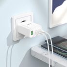 Hálózati töltő adapter, 35W, USB aljzat, 2 x USB Type-C aljzat, gyorstöltés, PD, QC 3.0, FCP, AFC, PPS, Hoco N33 Start, fehér