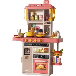   Elektromos játékkonyha, világítással, hangokkal, gőz és víz effektekkel,  50 db-os készlet, Wooze Dream Kitchen, rózsaszín/barna