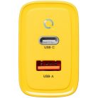Hálózati töltő adapter, 45W, USB aljzat, USB Type-C aljzat, gyorstöltés, PD 3.0, QC 3.0, PPS, AFC, GaN, Tactical Microgrid GaN, sárga