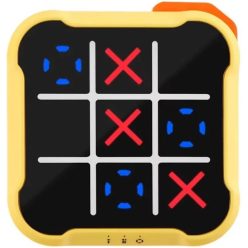   Hordozható elektronikus utazó társas- és stratégiai XO játék, Wooze Tic Tac Toe, sárga