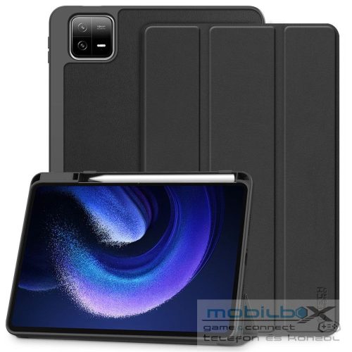 Xiaomi Pad 6 (11.0) / Pad 6 Pro (11.0), mappa tok, közepesen ütésálló, érintőceruza tartó, érintőceruza nélkül, Trifold, TP SC Pen Holder, fekete