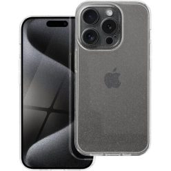   Apple iPhone 15 Pro Max, Szilikon tok, 2 mm vastag, csillogó hátlap, átlátszó