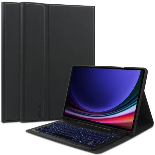 Samsung Galaxy Tab S9 FE (10.9) / Tab S10 FE (10.9) SM-X510 / X516B / X520 / X526, Bluetooth billentyűzetes mappa tok, érintőceruza tartó, érintőceruza nélkül, TP SC Pen Holder + Keyboard, fekete