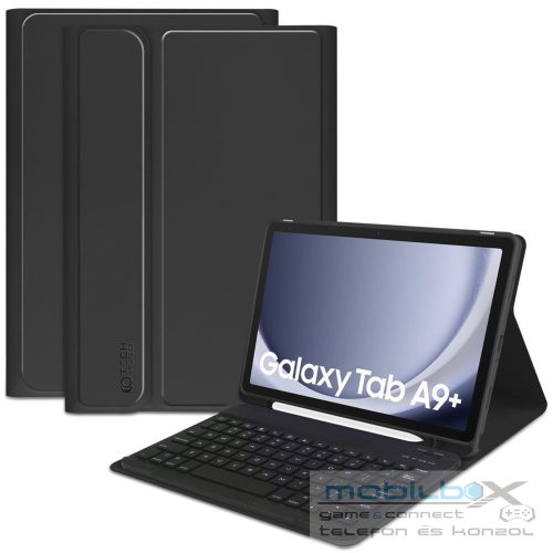 Samsung Galaxy Tab A9 Plus (11.0) SM-X210 / X215 / X216B, Bluetooth billentyűzetes mappa tok, érintőceruza tartó, érintőceruza nélkül, TP SC Pen Holder + Keyboard, fekete