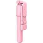 Prémium selfie bot, 19 - 70 cm, 360°-ban forgatható, exponáló gombbal, bluetooth-os, v4.0, tripod állvány funkció, világítással, R1S, rózsaszín