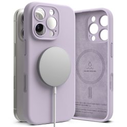   Apple iPhone 16 Pro Max, Szilikon tok, mikrofiber belső, közepesen ütésálló, Magsafe kompatibilis, Ringke Silicone Magnetic, lila