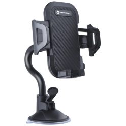   Autós tartó, Univerzális, szélvédőre vagy műszerfalra rögzíthető, tapadókorongos, max. 95 cm széles készülékekhez, Forcell Carbon Bracket 17, fekete