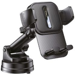   Autós tartó, univerzális, szélvédőre vagy műszerfalra rögzíthető, tapadókorongos, 55 - 100 cm készülékekhez, 360°-ban forgatható, teleszkópos, Forcell F-Grip Guardian, fekete