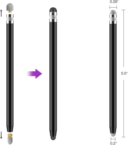Univerzális toll, (bármilyen kapacitív kijelzőhöz), USP100 4-TIP Stylus Pen, fekete