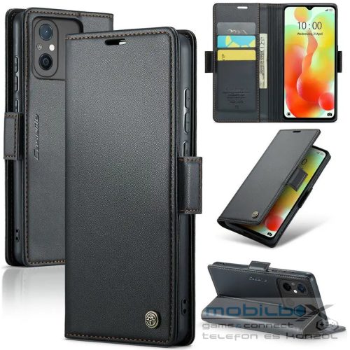 Xiaomi Redmi 14C / Poco C75, Oldalra nyíló tok, stand, kártyatartóval, RFID technológiával, Wooze CaseME, fekete