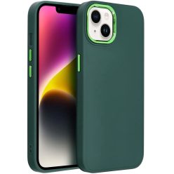   Xiaomi Redmi 12 4G / 12 5G / Note 12R, Szilikon tok, közepesen ütésálló, fémhatású kamera keret, Frame Case, zöld