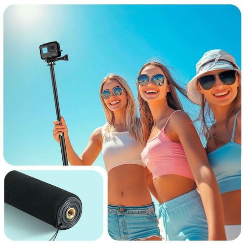 Prémium selfie bot és MonoPad, 30 - 93 cm, GoPro / DJI sportkamerákhoz, Tech-Protect GA100, fekete