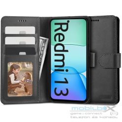   Xiaomi Redmi 13 4G / Note 13R / Poco M6 4G, Oldalra nyíló tok, stand, mágnes csattal, TP Wallett, fekete