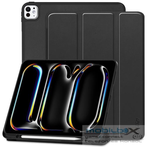 Apple iPad Pro 11 (2024), mappa tok, közepesen ütésálló, érintőceruza tartó, érintőceruza nélkül, Smart Case, TP SC Pen Holder, fekete