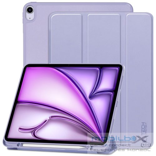 Apple iPad Air 13 (2024 / 2025), mappa tok, közepesen ütésálló, érintőceruza tartó, érintőceruza nélkül, Smart Case, TP SC Pen Holder, lila