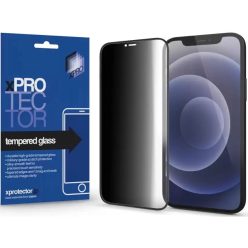   Apple iPhone 15 Pro, Kijelzővédő fólia, ütésálló fólia (az íves részre is!), Tempered Glass (edzett üveg), betekintés elleni védelem, Xprotector Full 3D Privacy, fekete