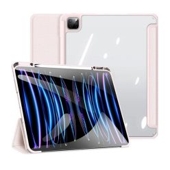   Apple iPad Pro 13 (2024), mappa tok, Smart Case, légpárnás sarok, közepesen ütésálló, érintőceruza tartó, átlátszó hátlap, Dux Ducis Toby, rózsaszín