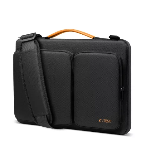 Tech-Protect Defender strapabíró laptop táska / tartó, megerősített peremmel, 13-14col, fekete-narancs