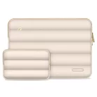 Tech-Protect Puffy univerzális laptop táska / tartó, ütéscsillapító habréteggel, plüss béléssel, 13-14col, bézs