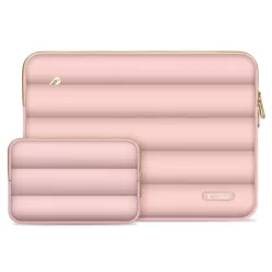   Tech-Protect Puffy univerzális laptop táska / tartó, ütéscsillapító habréteggel, plüss béléssel, 13-14col, rozéarany