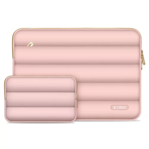 Tech-Protect Puffy univerzális laptop táska / tartó, ütéscsillapító habréteggel, plüss béléssel, 13-14col, rozéarany