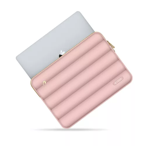 Tech-Protect Puffy univerzális laptop táska / tartó, ütéscsillapító habréteggel, plüss béléssel, 13-14col, rozéarany