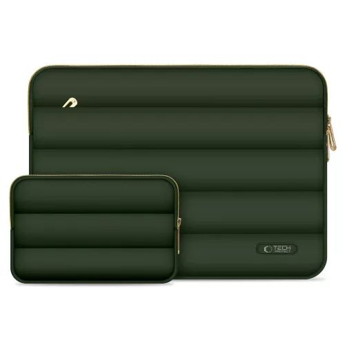 Tech-Protect Puffy univerzális laptop táska / tartó, ütéscsillapító habréteggel, plüss béléssel, 15-16col, zöld