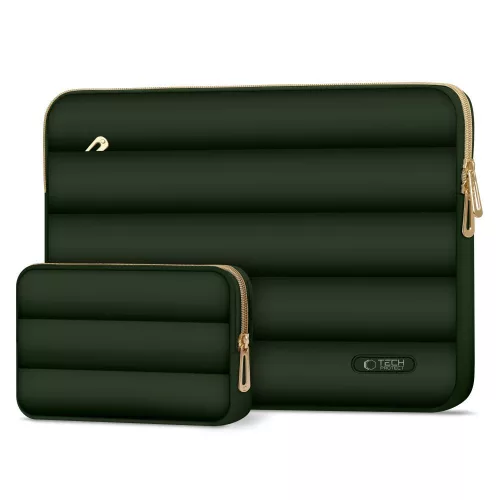 Tech-Protect Puffy univerzális laptop táska / tartó, ütéscsillapító habréteggel, plüss béléssel, 15-16col, zöld