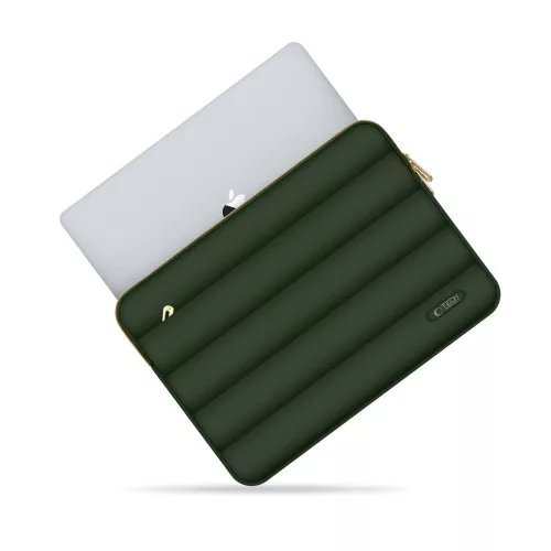 Tech-Protect Puffy univerzális laptop táska / tartó, ütéscsillapító habréteggel, plüss béléssel, 15-16col, zöld