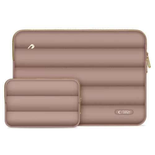 Tech-Protect Puffy univerzális laptop táska / tartó, ütéscsillapító habréteggel, plüss béléssel, 15-16col, mogyoróbarna
