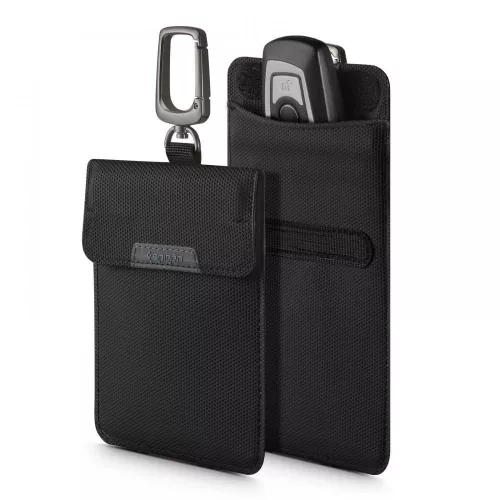Spigen Faraday RFID blokkoló kulcstartó tok / táska, fekete (autó kulcshoz)