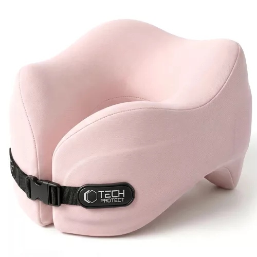 Tech-Protect ComfortRest utazó párna / nyakpárna memóriahabbal, állítható pánttal, rózsaszín