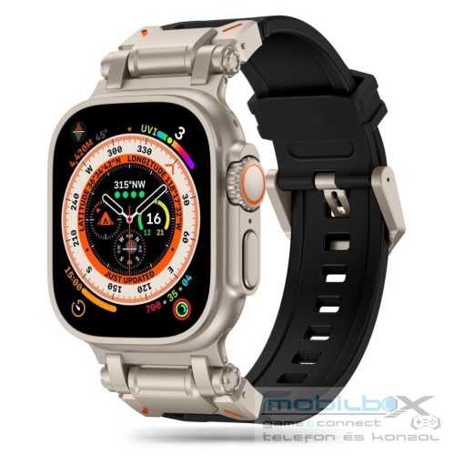  Tech-Protect DELTA PRO óraszíj Fekete / Titán, Apple Watch 42mm (S1-S3) / 44mm / 45mm / 46mm / 49mm készülékhez