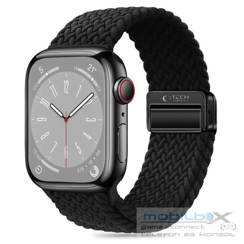 Tech-Protect NYLONMAG óraszíj Fekete, Apple Watch 42mm (S1-S3) / 44mm / 45mm / 46mm / 49mm készülékhez