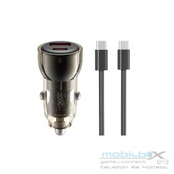   XO CC60 Autós Töltő szett 3A 60W USB-A/USB-C foglalatokkal + USB-C/USB-C kábellel a csomagban