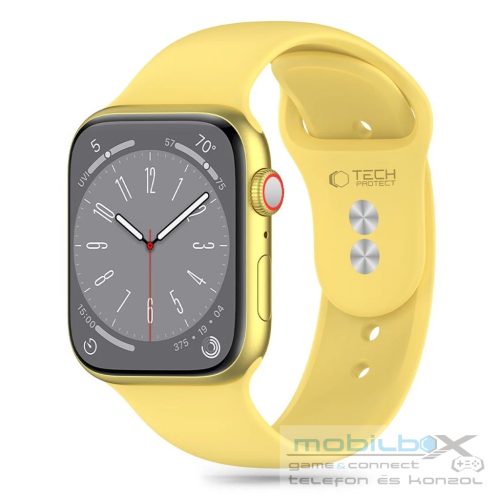 Tech-Protect SILICONE óraszíj citromsárga, Apple Watch 42mm (S1-S3) / 44mm / 45mm / 46mm / 49mm készülékhez