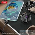 XO BCC17 FM Transzmitter Autós Töltő 30W, USB-C/USB-C kábellel a csomagban